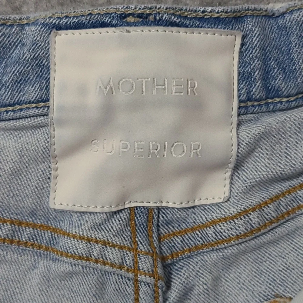 Mother Tomcat Kick Fray Shorts Women 28 Light Blue Ultra High Waist Distressed